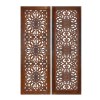 Hand Carved Mango Wood Wall Panel Set (2-Piece), Burnt Brown, Rustic & Traditional Decor, 48x16 Inch, MDF, Wall Art