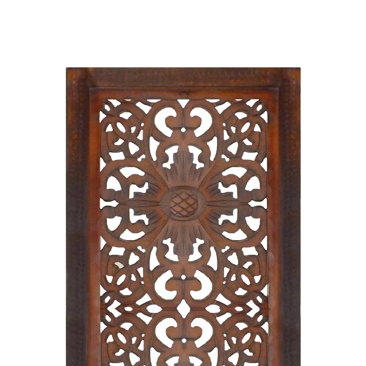 Hand Carved Mango Wood Wall Panel Set (2-Piece), Burnt Brown, Rustic & Traditional Decor, 48x16 Inch, MDF, Wall Art