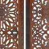 Hand Carved Mango Wood Wall Panel Set (2-Piece), Burnt Brown, Rustic & Traditional Decor, 48x16 Inch, MDF, Wall Art