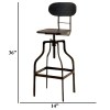 Industrial Style Wooden Swivel Bar Stool With Curved Metal Base, Gray