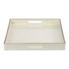 White Rectangular Serving Tray with Cutout Handles - Minimalist Home Decor Organizer - 19x14 Inch Plastic Tray