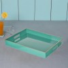 Mimosa Green Square Serving Tray with Cutout Handles - Plastic Decorative Tray for Home Decor & Kitchen