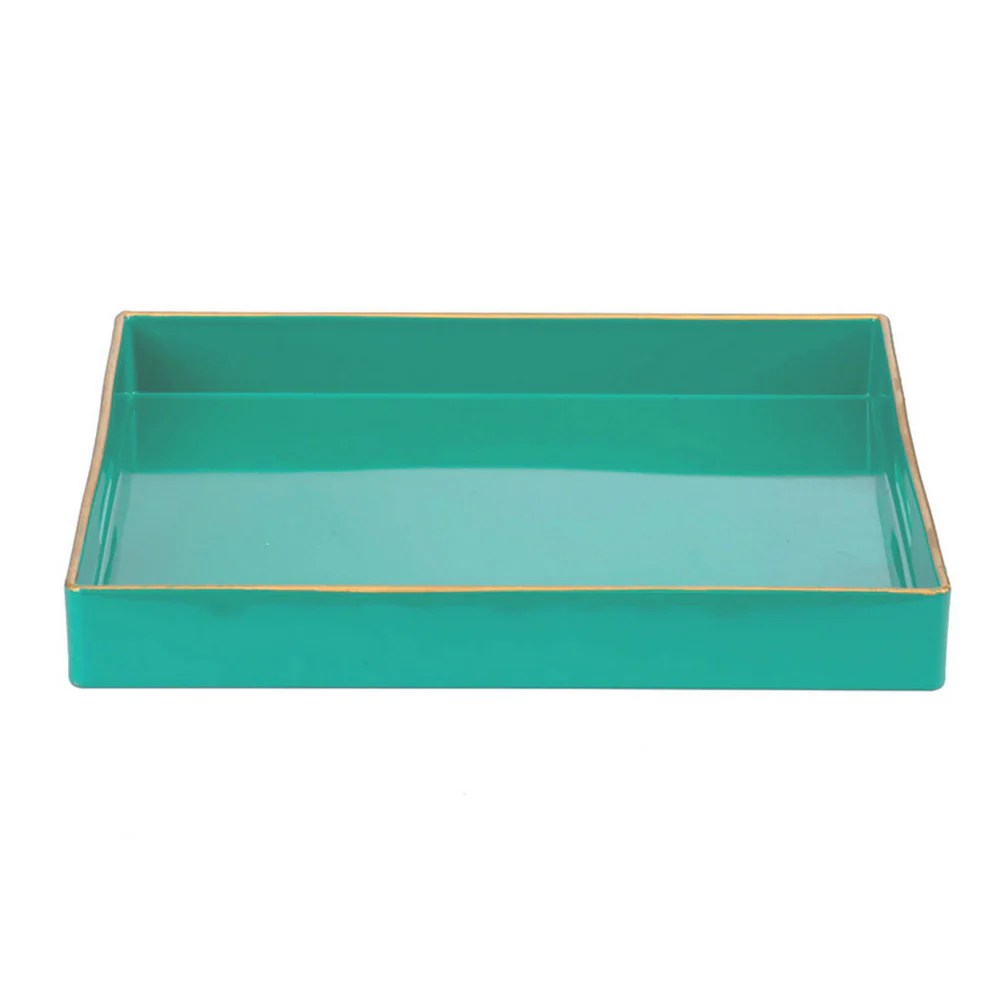 Mimosa Green Square Serving Tray with Cutout Handles - Plastic Decorative Tray for Home Decor & Kitchen