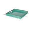 Mimosa Green Square Serving Tray with Cutout Handles - Plastic Decorative Tray for Home Decor & Kitchen