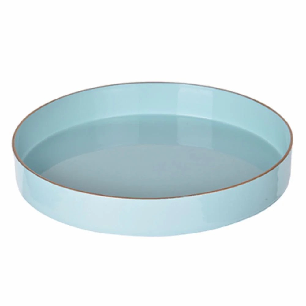 Mimosa Round Serving Tray - Powder Blue - 10 Inch Decorative & Functional Tray with Cutout Handles - Plastic - Home Organization & Decor