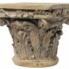 Traditional Resin Pedestal, Weathered Brown, Acanthus Leaf Scroll Design, Decorative Tabletop Stand, 10x10x9 Inches