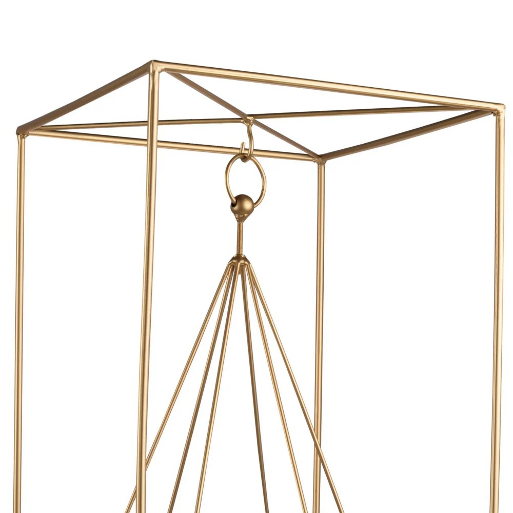 Gold Metal Candle Holder Geometric Hanging Decor 21.5" Iron Candle Stand