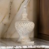 White Ceramic Lidded Vase, Geometric Design, Twisted Pattern, 21 Inch Tall, Home Décor Accent