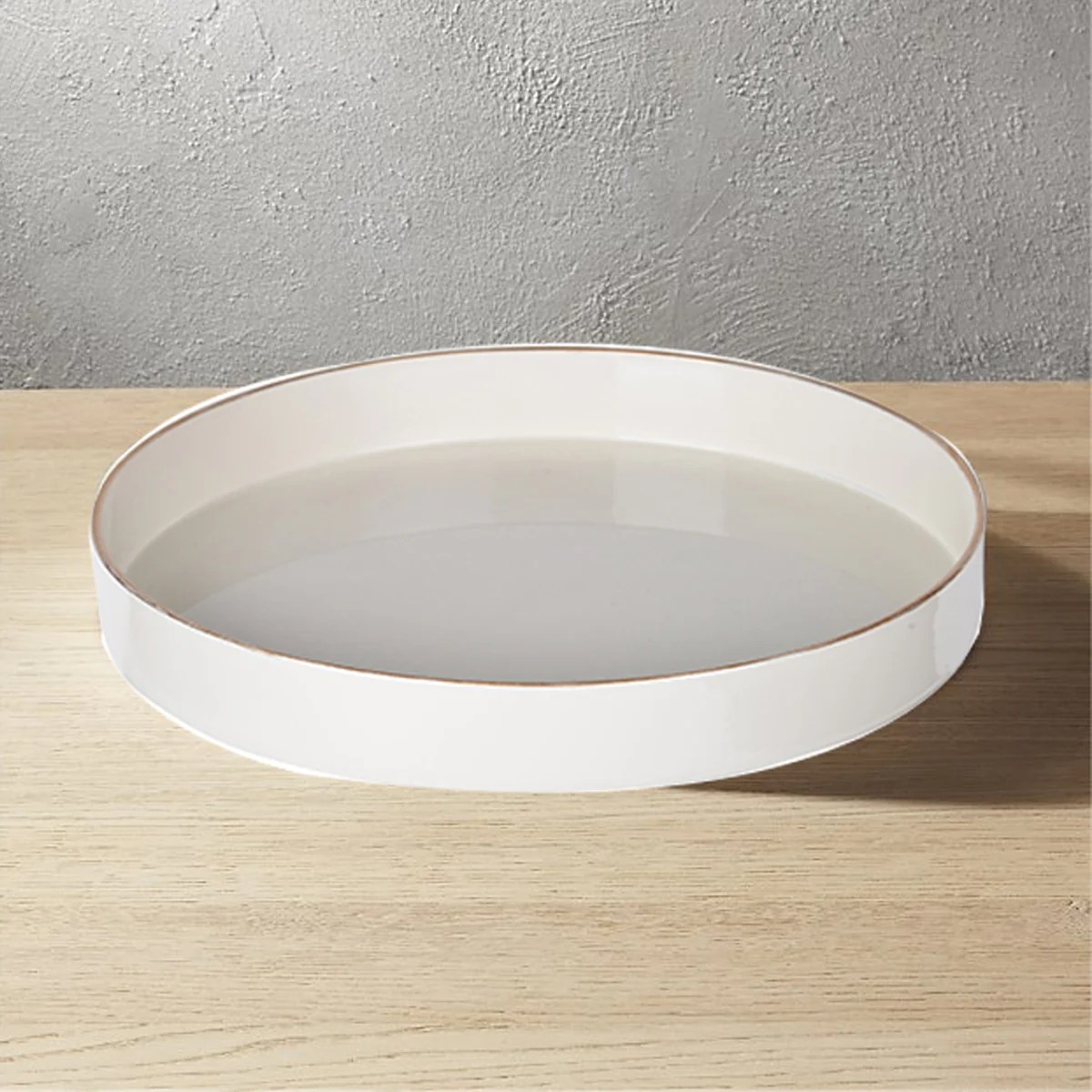 Glossy White Round Plastic Serving Tray with Gold Accents - 10" - Minimalist Home Decor Organizer