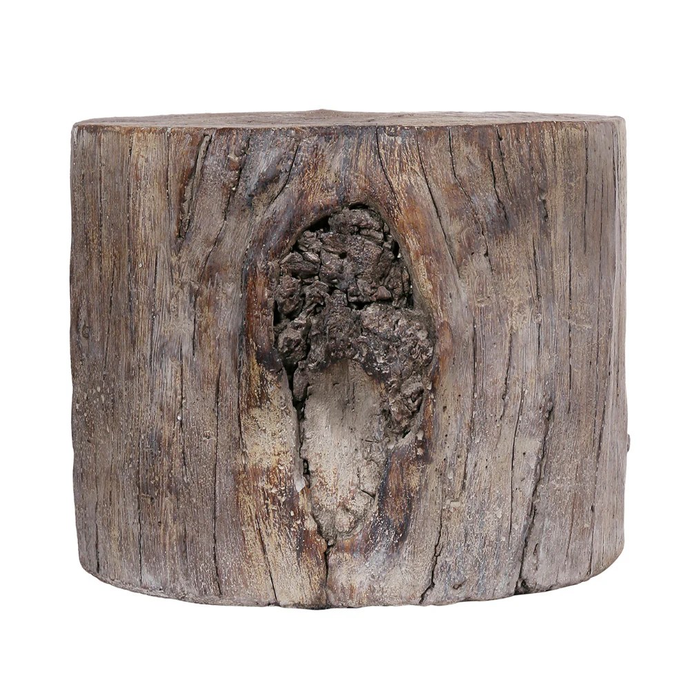 All Nested Weathered Brown Cement Tree Stump Stool - Outdoor Indoor Patio Furniture Round Seat