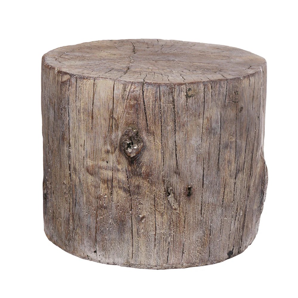All Nested Weathered Brown Cement Tree Stump Stool - Outdoor Indoor Patio Furniture Round Seat