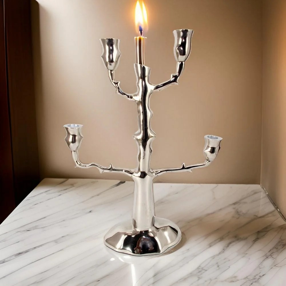 Copper Aluminum Candle Holder, 20 Inch Tall, Decorative Metal Candle Stand, Modern Home Décor, Tabletop Ornament