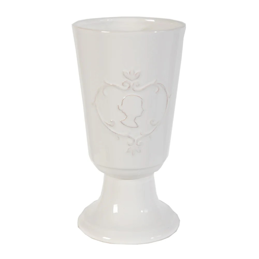 White Ceramic Lantern Vase, 5x10 Inch Decorative Flower Vase for Home Decor, Office Tabletop, Window Sill, TV Unit