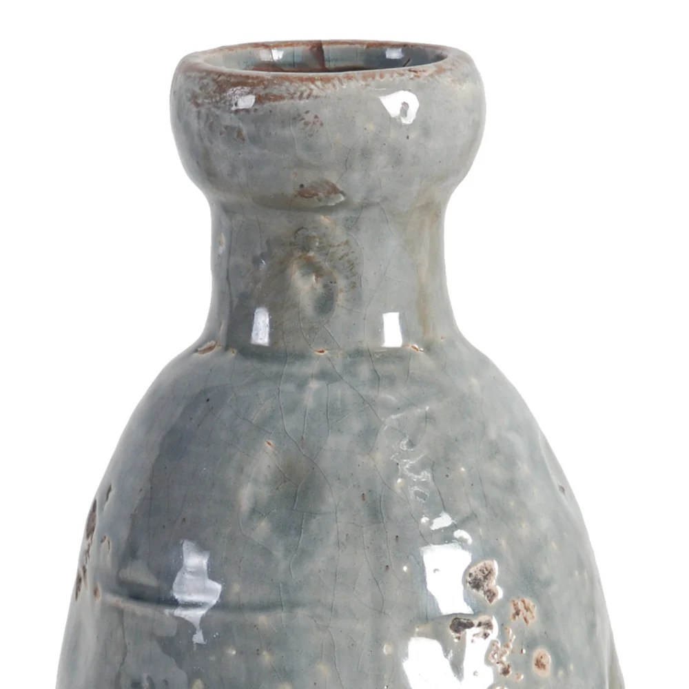 Gray Ceramic Vase 15" Tall - Modern Home Décor Flower Vase, Polished Finish, Decorative Table Vase, Office Decor, Rustic & Fresh Flower Arrangement