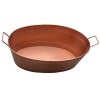 Copper Oval Hammered Metal Planter Tub with Handles - Farmhouse Style Garden Decor - Indoor Outdoor Use - 30.5"L