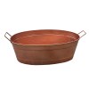 Copper Oval Hammered Metal Planter Tub with Handles - Farmhouse Style Garden Decor - Indoor Outdoor Use - 30.5"L