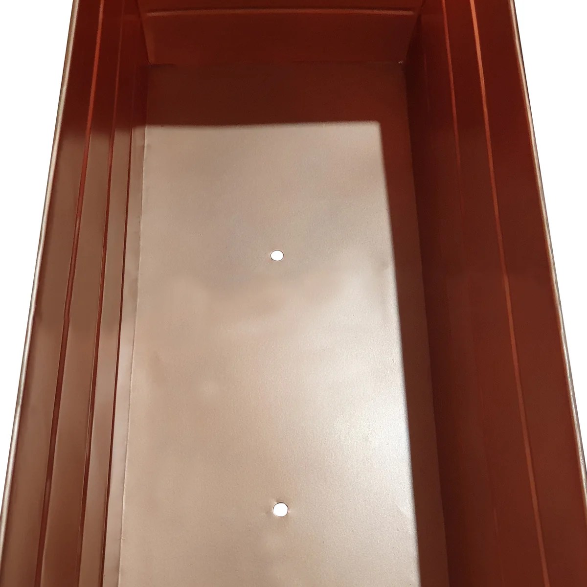 Large Copper Metal Planter Box with Embossed Design - Galvanized Steel, Rectangular, Drainage Holes, Indoor/Outdoor