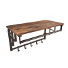 Rustic Brown Industrial Wall Mount Coat Rack with Shelf & 5 Hooks - Metal & Wood Entryway Organizer - 26 Inch