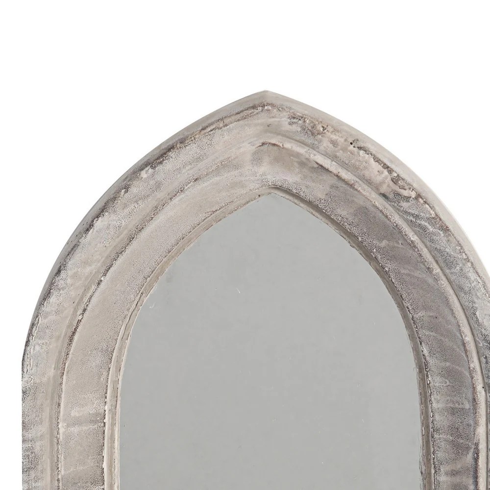 Washed White Cement Wall Mirror - Farmhouse Style Decorative Accent Mirror - 19.7"H x 5.5"W x 10.5"L