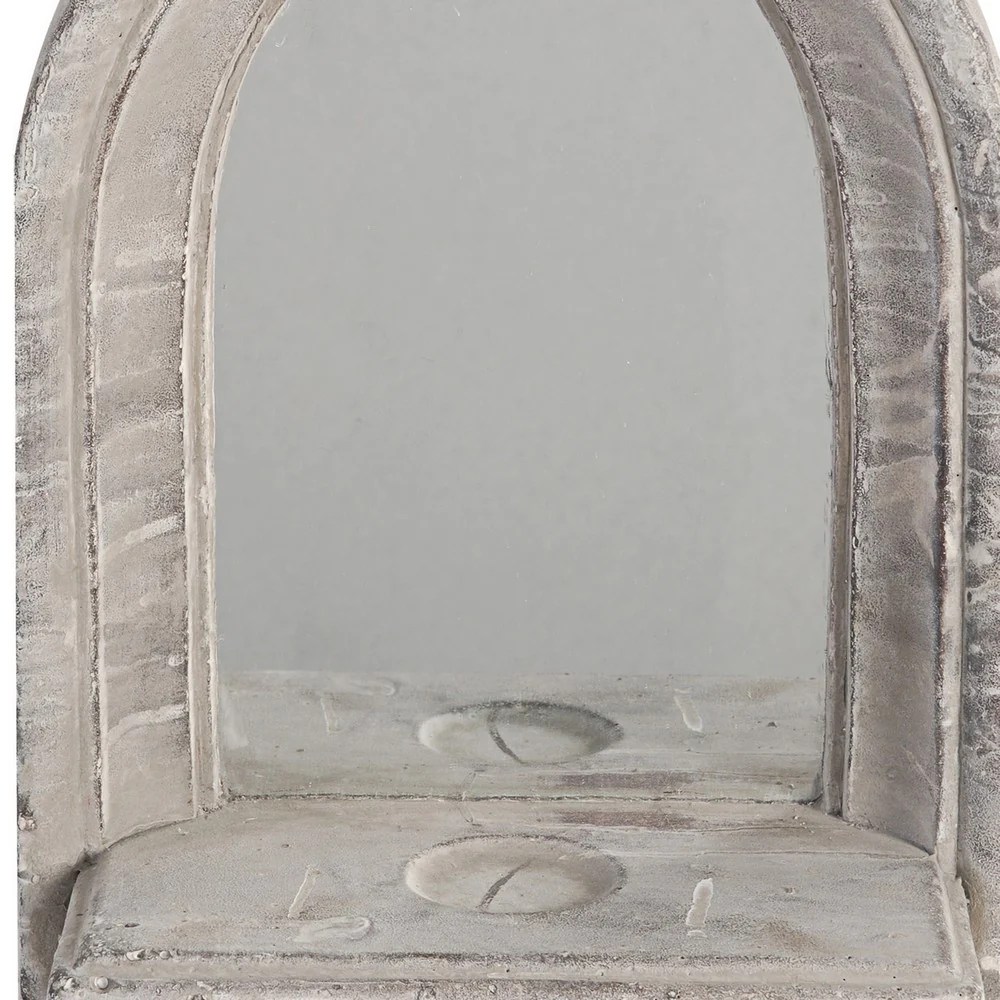 Washed White Cement Wall Mirror - Farmhouse Style Decorative Accent Mirror - 19.7"H x 5.5"W x 10.5"L
