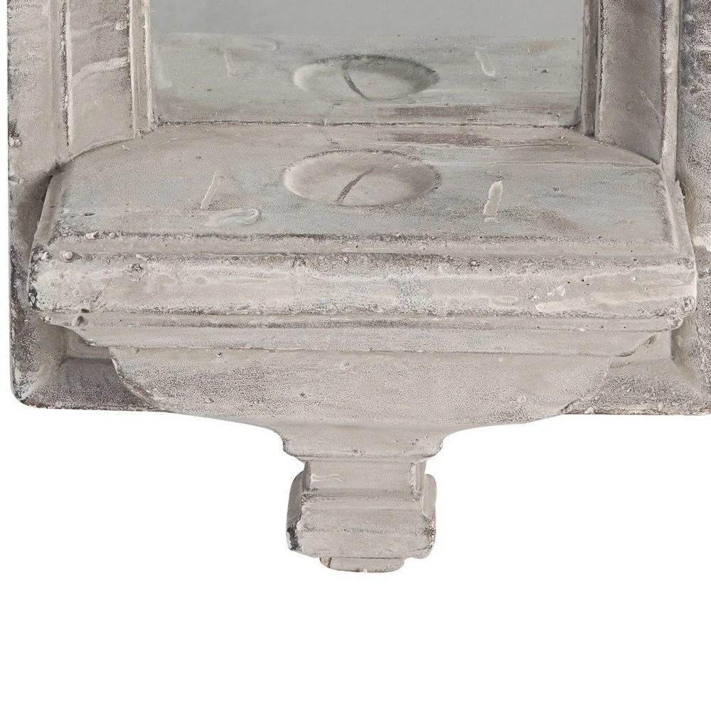 Washed White Cement Wall Mirror - Farmhouse Style Decorative Accent Mirror - 19.7"H x 5.5"W x 10.5"L