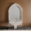 Washed White Cement Wall Mirror - Farmhouse Style Decorative Accent Mirror - 19.7"H x 5.5"W x 10.5"L