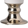 White & Gold Ceramic Pedestal Vase - Medium, Flared Top, Decorative Table Vase, 7.9"H