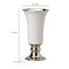 White & Gold Ceramic Pedestal Vase - Medium, Flared Top, Decorative Table Vase, 7.9"H