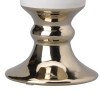 Large White & Gold Ceramic Pedestal Vase, Flared Top, 9.7"H Decorative Table Vase