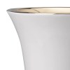 Large White & Gold Ceramic Pedestal Vase, Flared Top, 9.7"H Decorative Table Vase