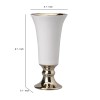 Large White & Gold Ceramic Pedestal Vase, Flared Top, 9.7"H Decorative Table Vase