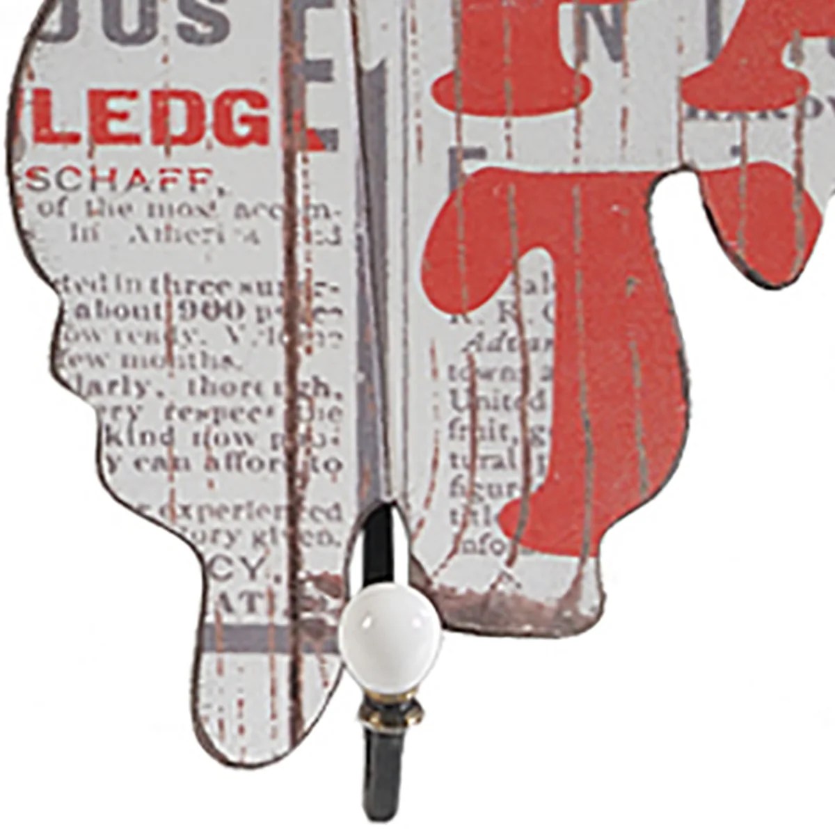 Butterfly Wall Hooks Set of 2 - Multicolor Newspaper Print Wood & Metal Decorative Wall Hanging Organizer 16x3.3x20 Inches