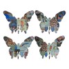 Butterfly Wall Hooks, Exotic Animal Print, Set of 4, Multicolor Wood & Metal Decorative Hooks, 12x3.3x10 Inches