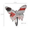 Multicolor Butterfly Wall Hooks - Set of 4 Wooden & Metal Decorative Hooks with Newspaper Print - 6.5"H x 3.3"W x 6.7"L