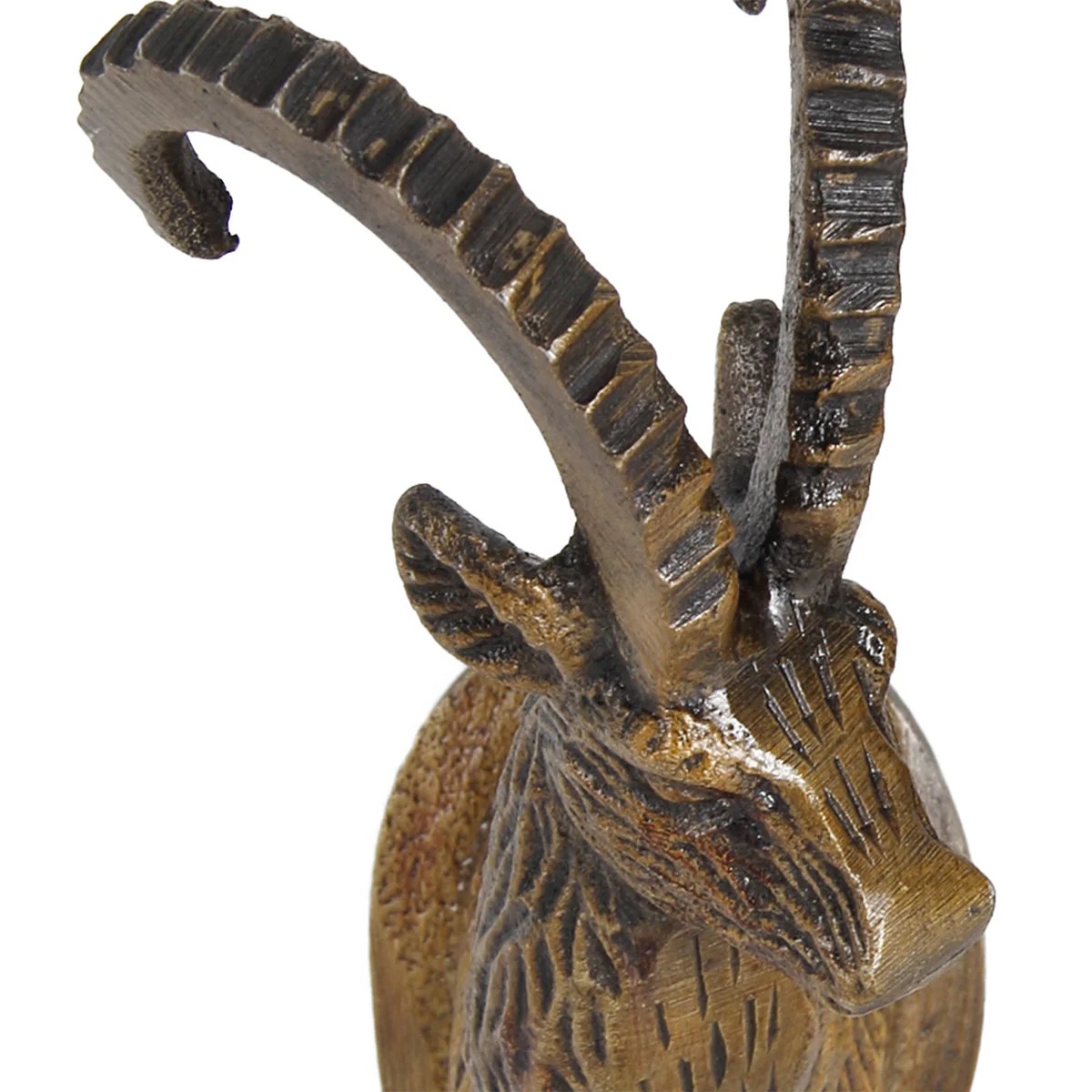 Gold Metal Sheep Head Wall Hooks with Crystal Balls - Vintage Antique Style Wall Decor Set of 2