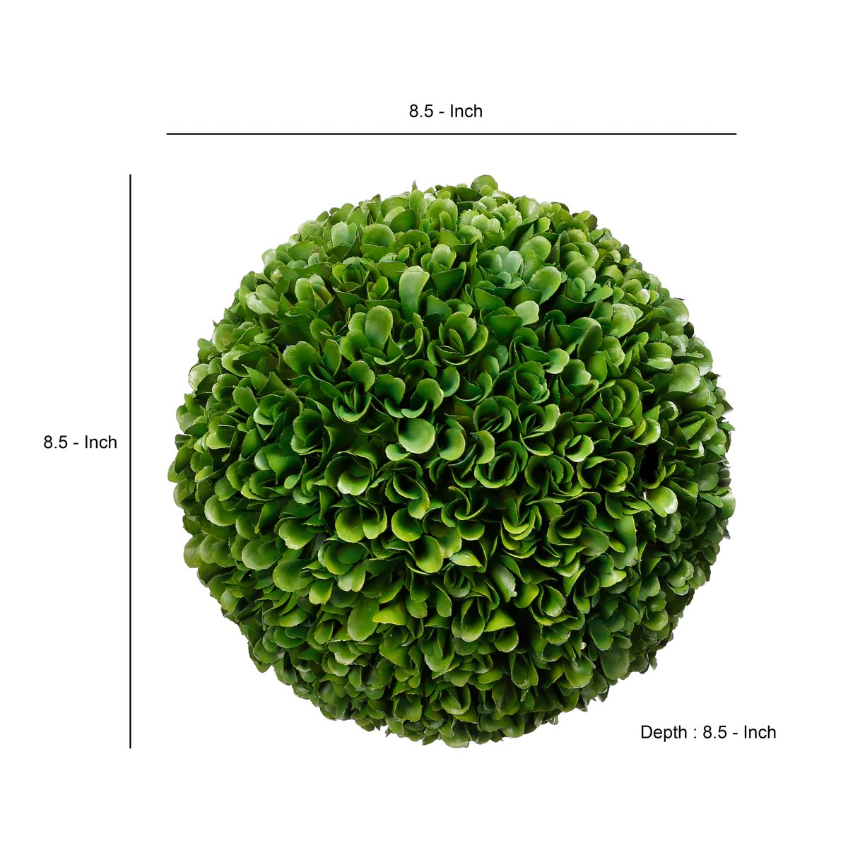 8.5" Faux Boxwood Topiary Ball - Green Plastic & Foam Decorative Sphere for Tabletop or Wall Hanging - Lightweight with Wire