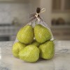 6 Artificial Green Pears in Net Bag - Realistic Plastic Fruit Decor for Dining Table, Kitchen, Home - 7x7x7 Inches