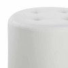 White Faux Leather Swivel Ottoman, Round Tufted Footrest, Contemporary Metal Accent Chair, 17.75"
