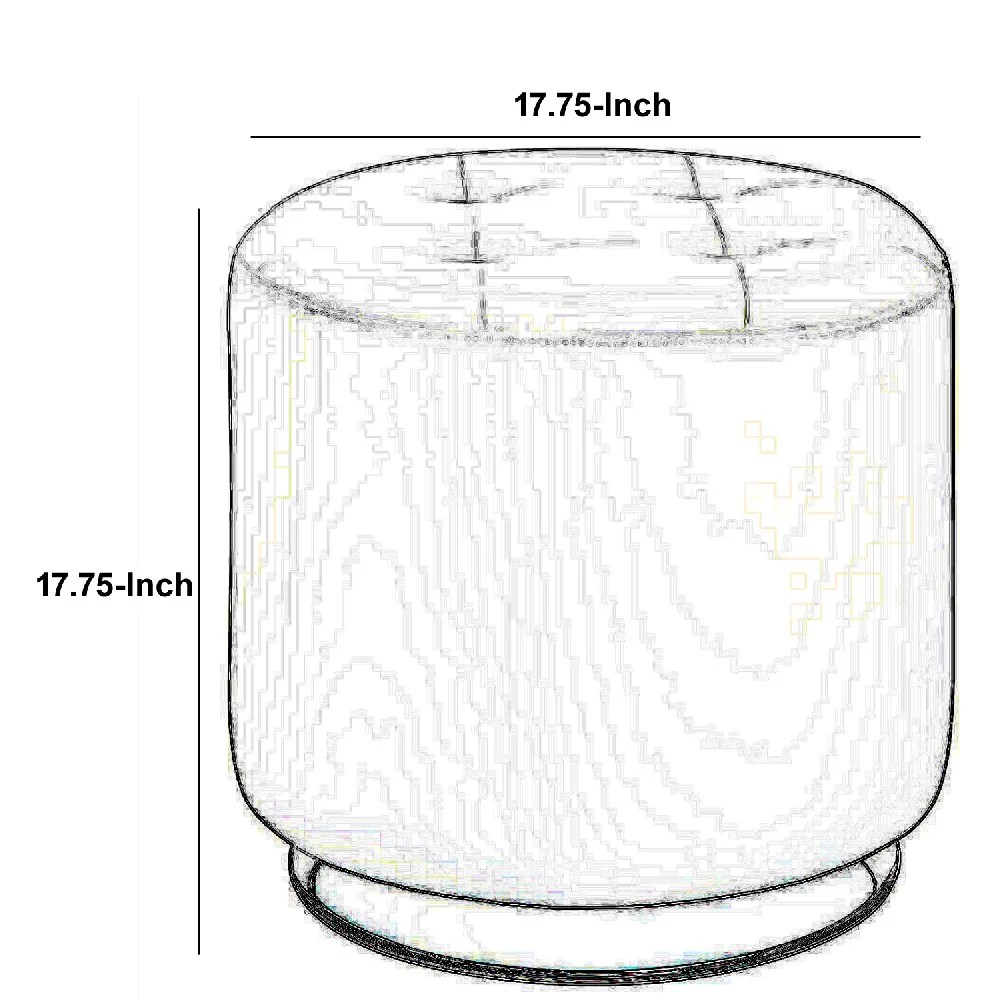 White Faux Leather Swivel Ottoman, Round Tufted Footrest, Contemporary Metal Accent Chair, 17.75"