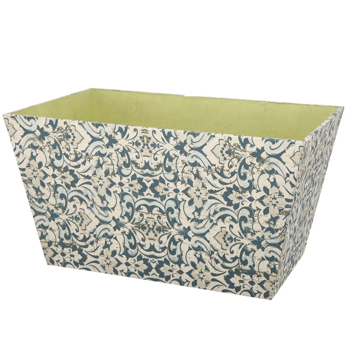 All Nested Blue & Beige Wooden Filigree Rectangular Storage Containers Set of 3 (Narrow Bottom) - Decorative Home Decor Accessories