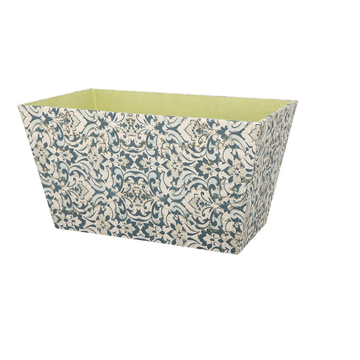 All Nested Blue & Beige Wooden Filigree Rectangular Storage Containers Set of 3 (Narrow Bottom) - Decorative Home Decor Accessories