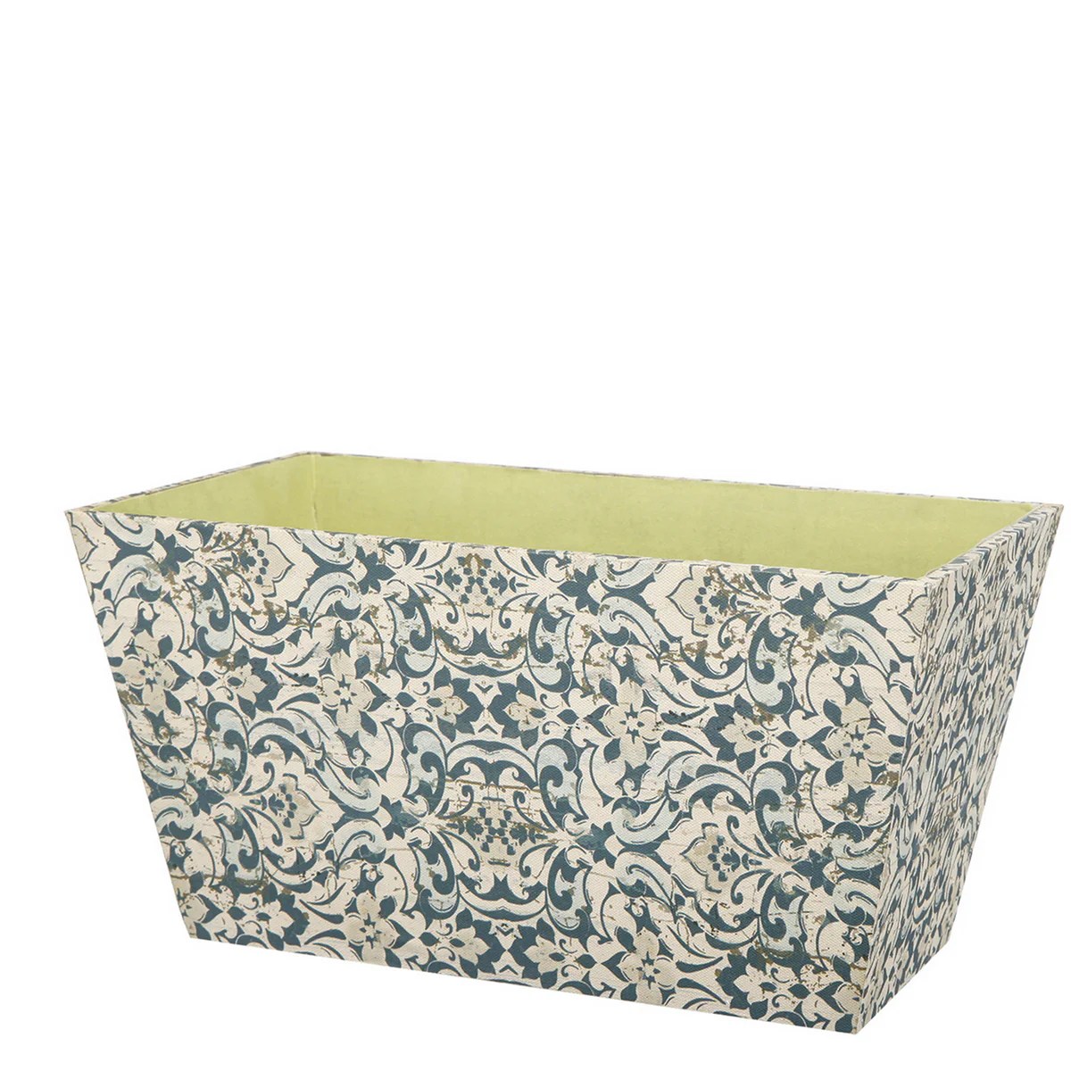 All Nested Blue & Beige Wooden Filigree Rectangular Storage Containers Set of 3 (Narrow Bottom) - Decorative Home Decor Accessories