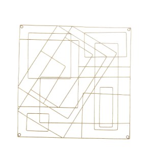 Gold Metal Wall Decor, Geometric Square Frame, Contemporary Home Accent, 30x30 Inch