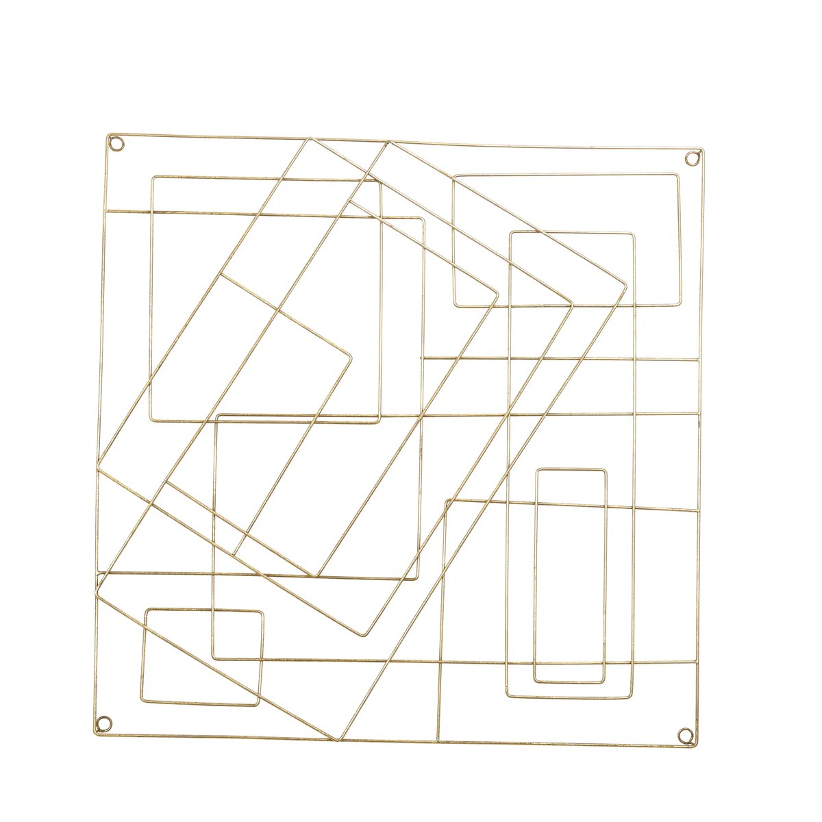 Gold Metal Wall Decor, Geometric Square Frame, Contemporary Home Accent, 30x30 Inch
