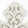 White Wooden Cross Candle Holder with Scrolled Engravings - Wall Mounted, Traditional Style, 11.25"H