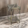 Industrial Black Metal Plant Stand with Gold Accents & Lattice Square Top - 20.5"H