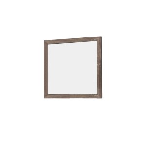 Transitional Square Wooden Mirror with Textured Frame - Brown, 39.5x39.5 Inches, Wall Mounted