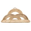 Rattan Farmhouse Wall Decor Tray, Brown, Semi-Circular Accents, 15x7x27 Inches, Hanging Shelf, Lattice Design