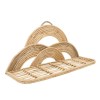Rattan Farmhouse Wall Decor Tray, Brown, Semi-Circular Accents, 15x7x27 Inches, Hanging Shelf, Lattice Design