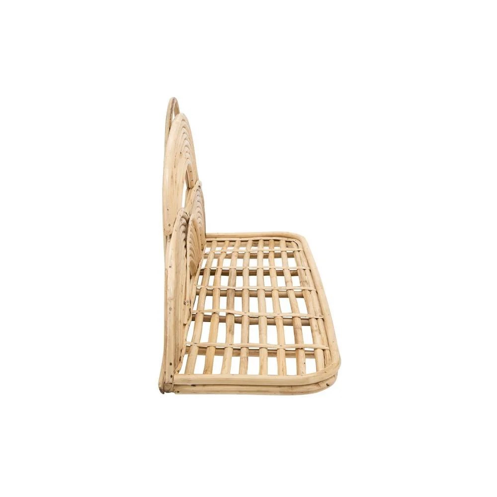 Rattan Farmhouse Wall Decor Tray, Brown, Semi-Circular Accents, 15x7x27 Inches, Hanging Shelf, Lattice Design